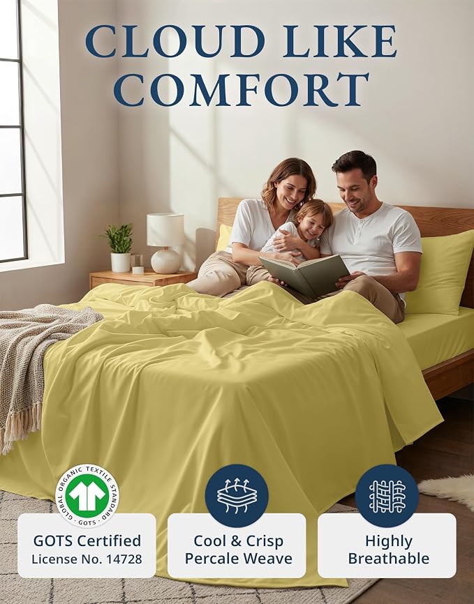 LANE LINEN Eco Friendly Cocoon 100% Organic Cotton Twin Sheets, Low Pill Fade - Image 2
