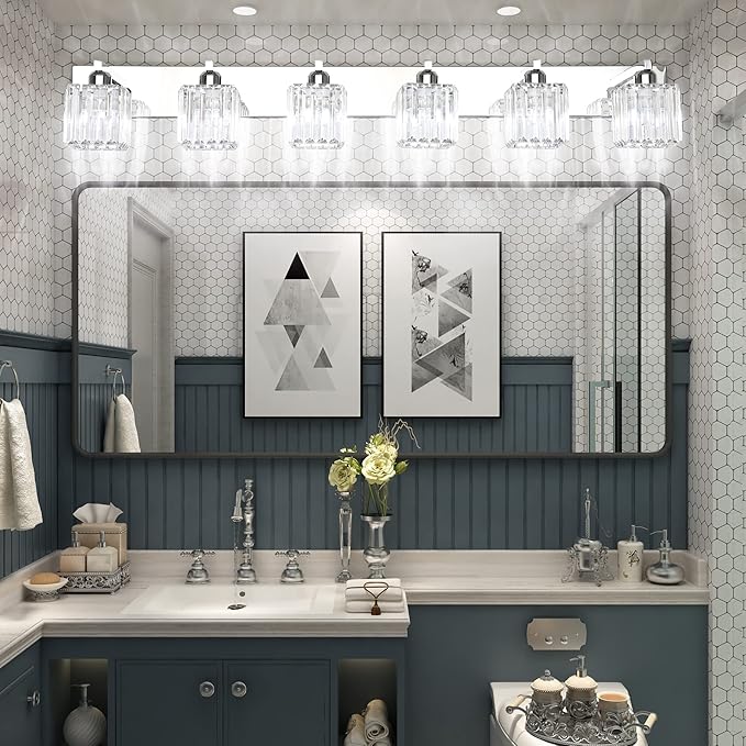 Aipsun Bathroom Vanity Light Fixtures 6 Light Chrome Vanity Light - Image 4