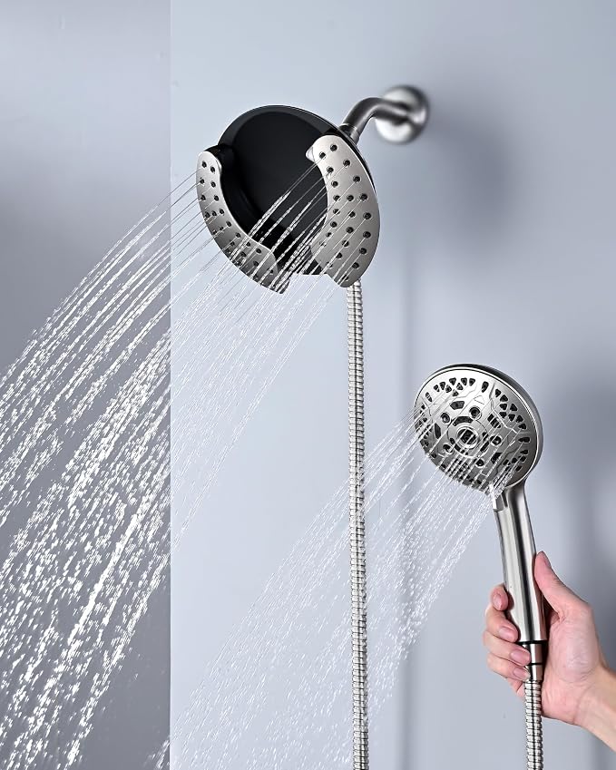 INAVAMZ Shower Heads with Handheld Spray Combo: 7.2" Rainfall Shower Head & - Image 2