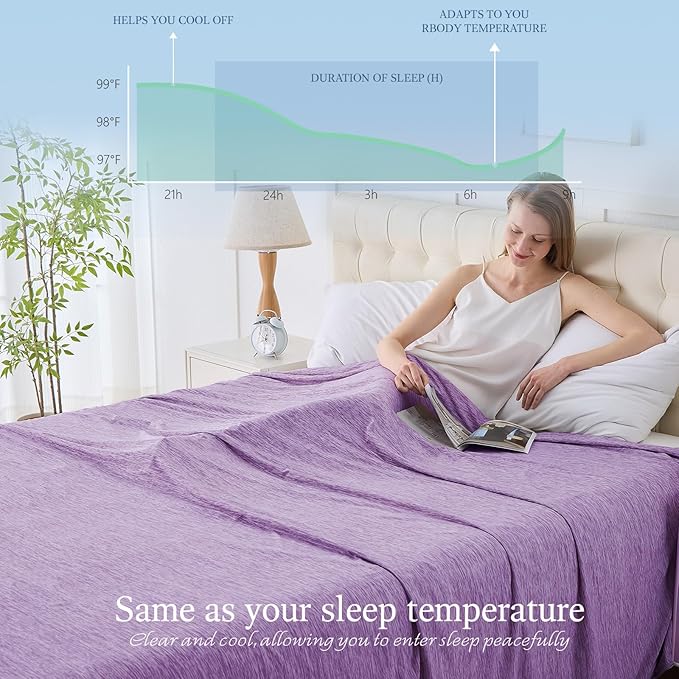 Cooling Blanket Twin Size, Cold Blanket Thin Lightweight Breathable Soft - Image 3
