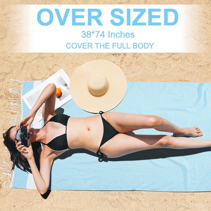 Genovega 6 Oversized Turkish Beach Bath Towel Set Bulk 74"x38" Extra Large Sand - Image 4
