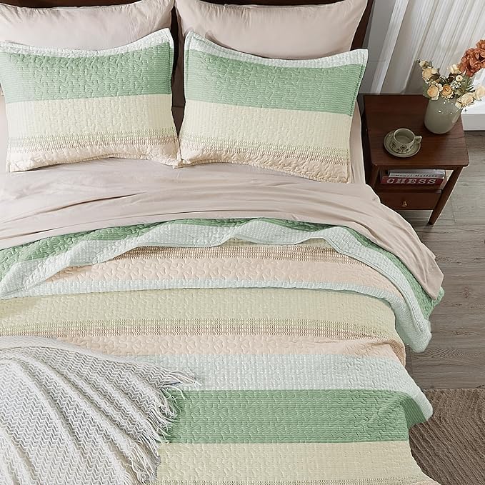 Andency King Size Quilt Set Mint Pink, 3 Pieces Summer Ultra Soft Lightweight - Image 4