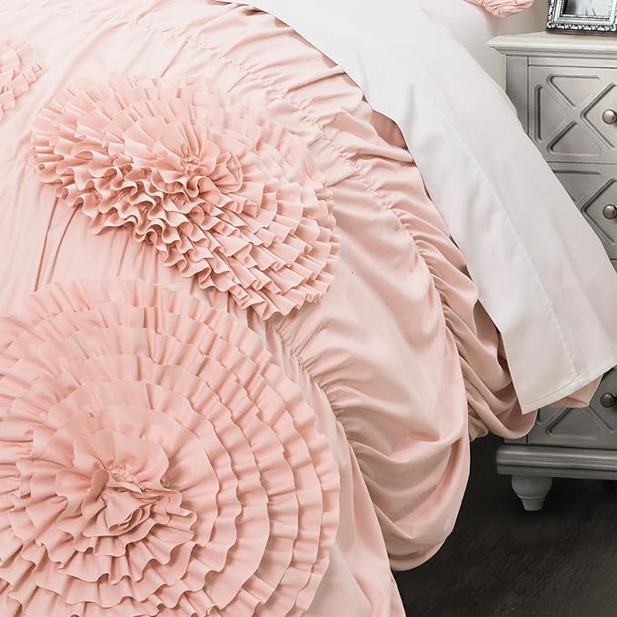 Lush Decor Serena Comforter Set, 3 Piece Set, Full/ Queen, Blush - Image 3