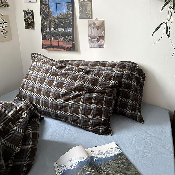 mixinni Vintage Buffalo Plaid Duvet Cover Set California King, 3 Piece Washed - Image 6