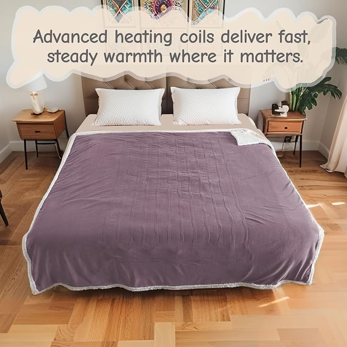 Electric Heated Blanket Queen Size 84"x90", Soft Flannel - Image 8