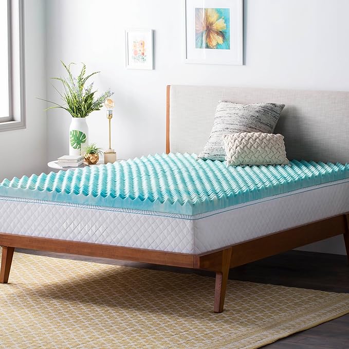Linenspa 2 Inch Gel Memory Foam Mattress Topper – Egg Crate Style, Reversible by Linenspa