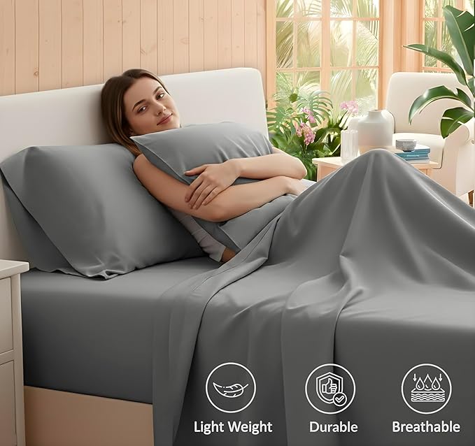 RUVANTI 100% Cotton Sheets – Queen Size Percale Bedding, Cooling & Breathable - Image 6