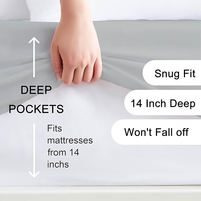 Hotella 100% Microfiber Full Size Fitted Sheet Only, Machine Washable and - Image 2