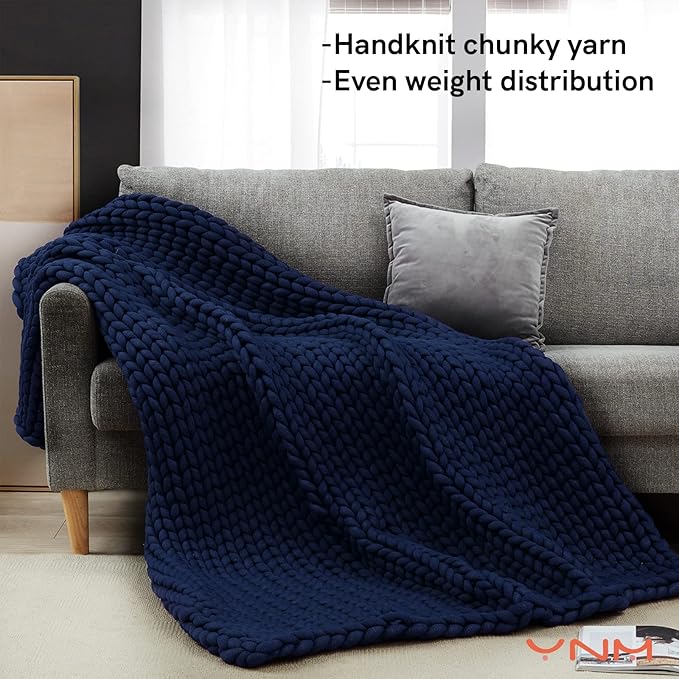 YnM Knitted Weighted Blanket, Hand Made Chunky Knit Weighted Throw Blanket - Image 2