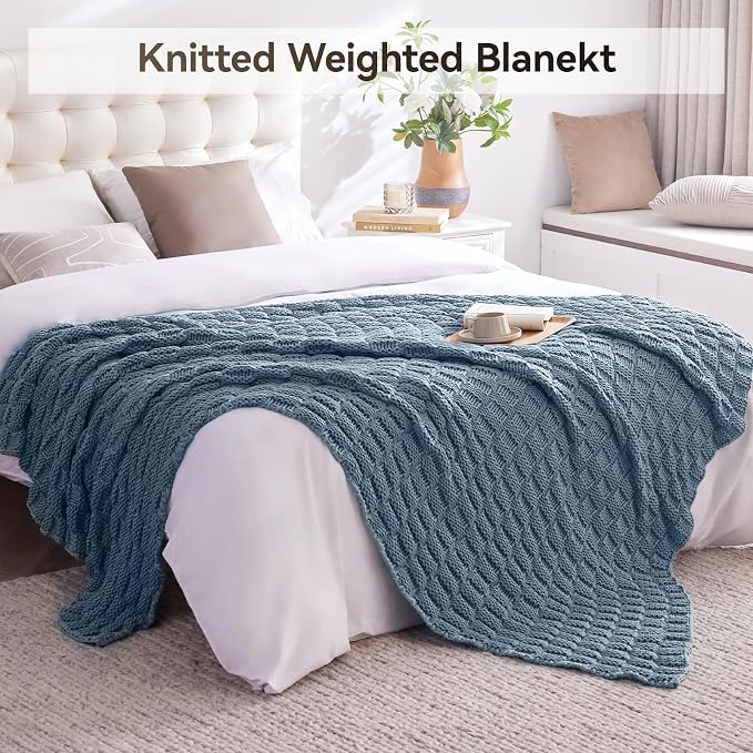 Knitted Weighted Blanket for Adult, No Beads Heavy Blanket 48” x 72'' 10lbs - Image 6