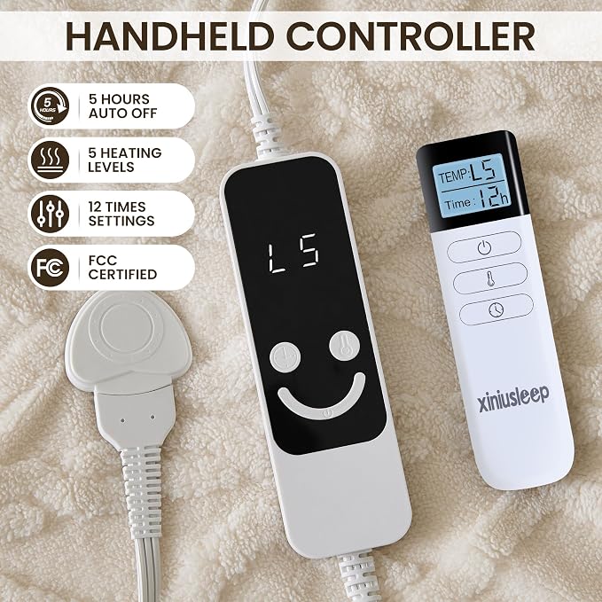 Heated Blanket Electric Blanket, 5 Heating Level, 1-12 Hour Auto Off, - Image 2