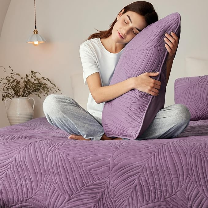 Exclusivo Mezcla Twin Quilt Bedding Set, Lightweight Dusty Lavender Quilts Twin - Image 4
