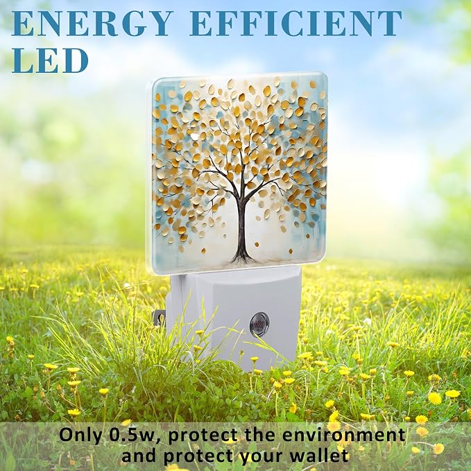 Plug in Night Lights Golden Tree Of Life Oil Painting Nightlight Plug Into Wall - Image 6