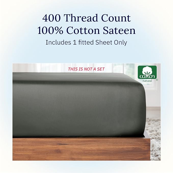 California Design Den Full Bed Fitted Sheet, Soft 400 Thread Count 100% Cotton - Image 4