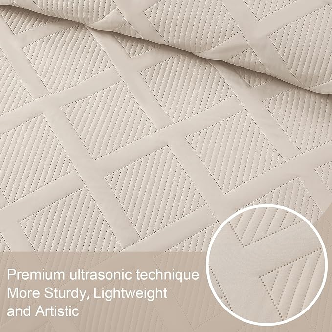 Exclusivo Mezcla Oversized King Quilt Set- Brich Beige Cal King Quilts Bedding - Image 4