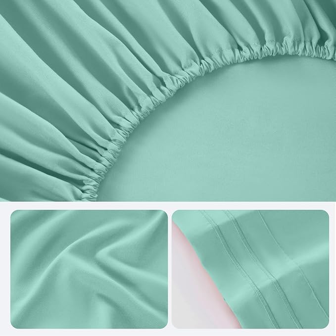ROSE&RISY Light Green Queen Sheet Set, 4 Pieces Soft Bedding Sheet Set - Image 7