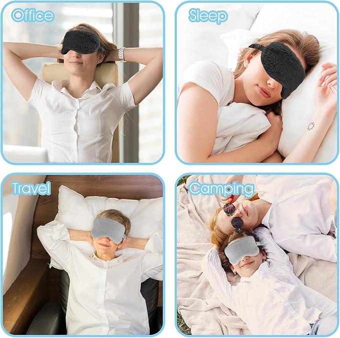 WY LIGHTING LEVEL 2 Pcs Plush Eye Mask Soft Sleeping Blindfold Eye Cover - Image 4