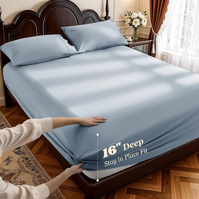 LBRO2M 1000 Thread Count 100% Egyptian Cotton Sheets Set Full Size, 4 Piece - Image 4