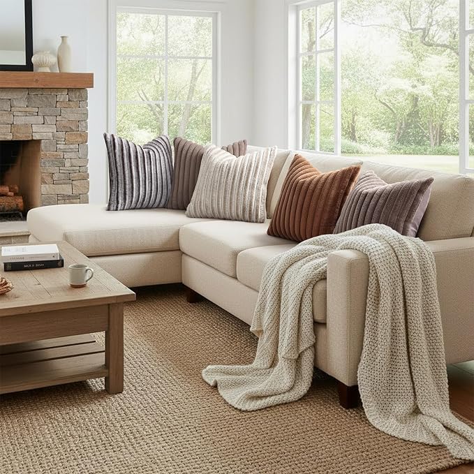 decorUhome Summer Cozy Faux Fur Throw Pillow Covers 16x16 Set of 2 Decorative - Image 7