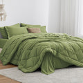 Love's cabin Queen Comforter Set Olive Green, 7 Pieces Queen Bed in a Bag by Lovescabin