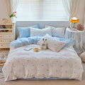 BOLINLIVING Cute Duvet Cover Queen Size, Reversible Light Blue & White Heart by BOLINLIVING