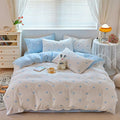BOLINLIVING Cute Duvet Cover Full Size, Reversible Light Blue & White Heart by BOLINLIVING