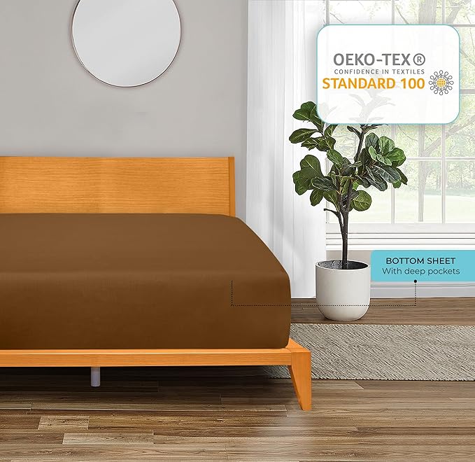 ROYALE LINENS 300 Thread Count 100% Long Staple Combed Cotton Fitted Sheet Full - Image 6