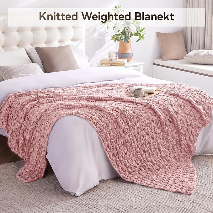 Knitted Weighted Blanket Adult, No Beads Heavy Blanket 60” x 80'' 15lbs - Image 6