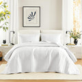 Comfort Spaces White Oversized King Quilt Set 120"x118" Bedspread Quilted by ComfortSpaces