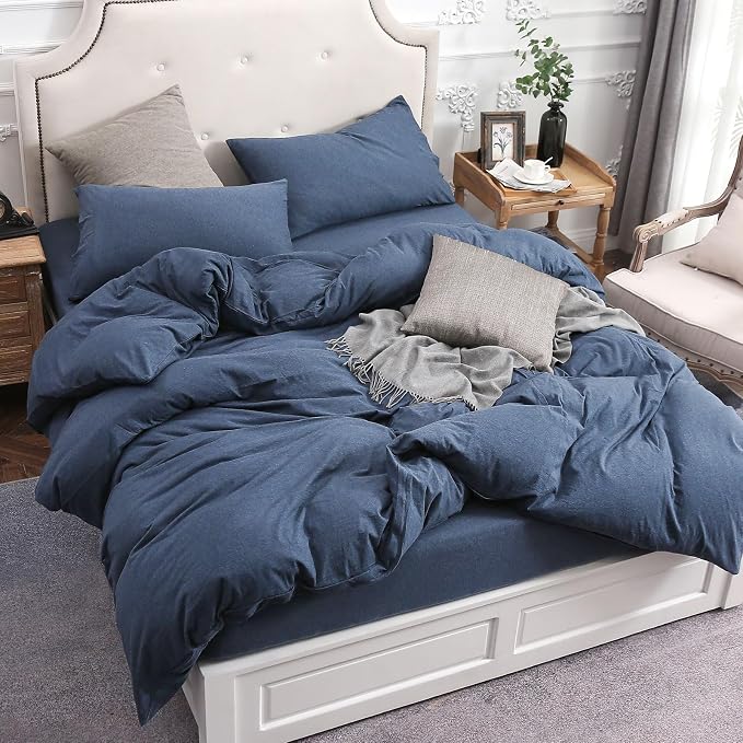 PURE ERA Jersey Knit Duvet Cover Set 100% T-Shirt Cotton Super Soft Comfy 2pc - Image 2