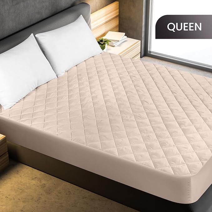Utopia Bedding Quilted Fitted Mattress Pad, Queen Size, Elastic Fitted Mattress - Image 2