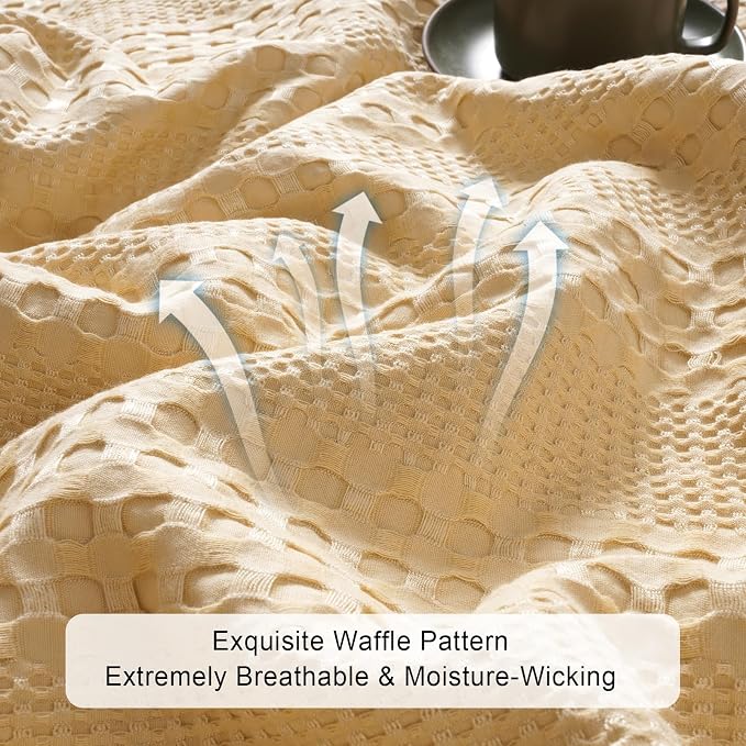 PHF Cooling Waffle Blanket Twin Size, Lightweight 60% Rayon from Bamboo & 40% - Image 4