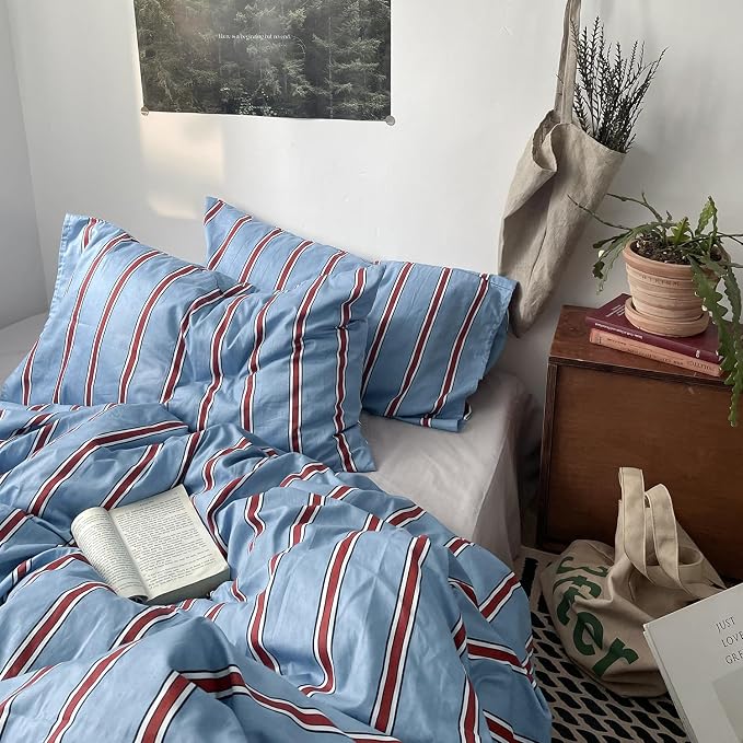 mixinni Vintage Striped Blue Duvet Cover Full - Image 5