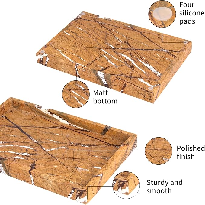 Marble Bathroom Vanity Tray, Natural Luxury Vanity Home Kitchen Bathroom Table - Image 5