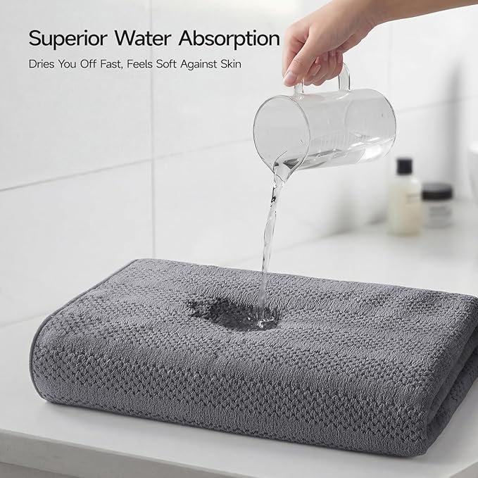 ecolook 4 Pack Microfiber Bath Towels, 31 x 63 inches Extra Large Bath Towel Set - Image 5