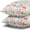 MANSPHIL Red White Cute Flowers Silk Pillowcase Standard Size, 22 Momme 100% by MANSPHIL