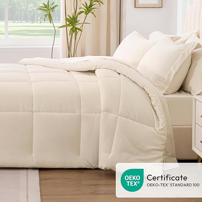 Love's cabin King Size Comforter Set Beige, 7 Pieces King Bed in a Bag - Image 5
