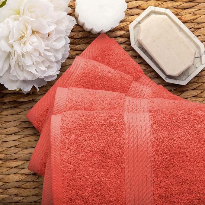 SUPERIOR Egyptian Cotton Pile Hand Towel Set of 4, Ultra Soft Luxury Towels - Image 5