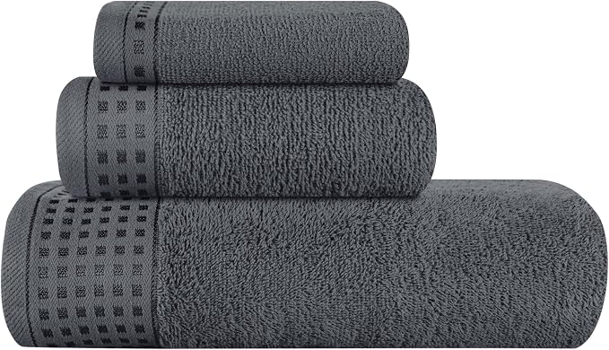 GLAMBURG Ultra Soft 3 Pack Cotton Towel Set, Contains a Bath Towel 28x55 inch by GLAMBURG
