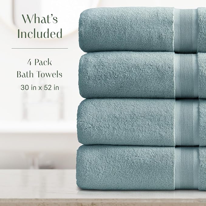 Springtree Home Luxury Bamboo Rayon Bath Towel Set of 4 | 35% Bamboo Rayon - Image 2