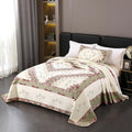 ROOMLIFE Quilt Set King Size 3D Floral Embroidery Pattern 3-Piece Cotton by ROOMLIFE