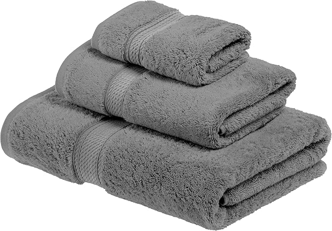 SUPERIOR Egyptian Cotton Pile 3 Piece Towel Set, Includes 1 Bath, 1 Hand by SUPERIOR