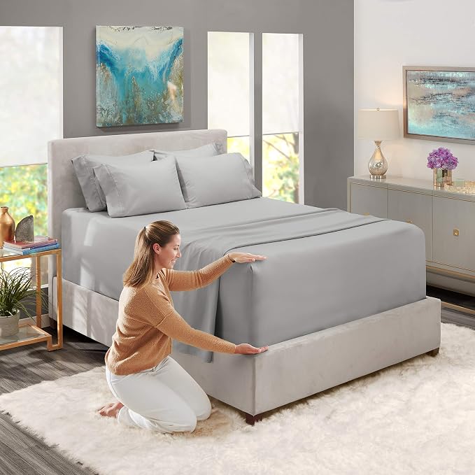 Hearth & Harbor Luxury Soft 6 Piece Bed Sheet Set Extra Deep Pocket Fitted - Image 3