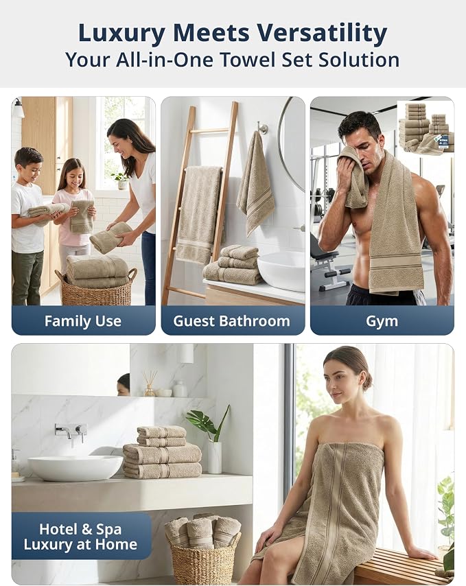 LANE LINEN Towel Set for Bathroom – 18-Pack 100% Cotton Towel, Zero Twist - Image 5