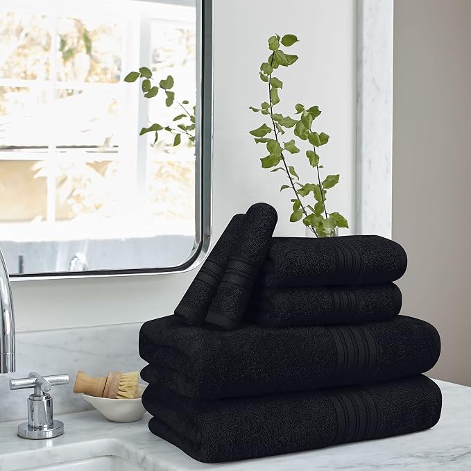 BOUTIQUO 6 Pack Cotton Towel Set, Contains 2 Bath Towels 28x55 inch, 2 Hand - Image 3