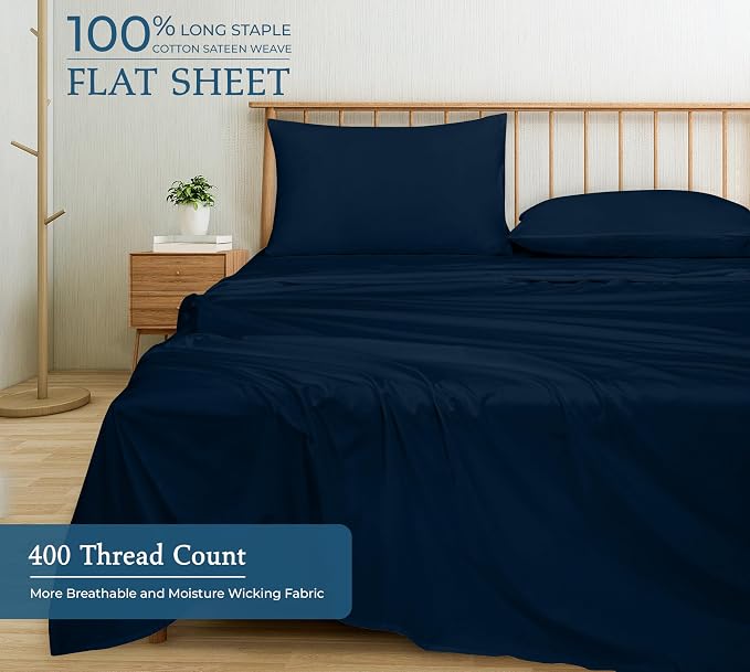Royale Linens 400 Thread Count 100% American Grown Cotton Flat Sheet - Image 4