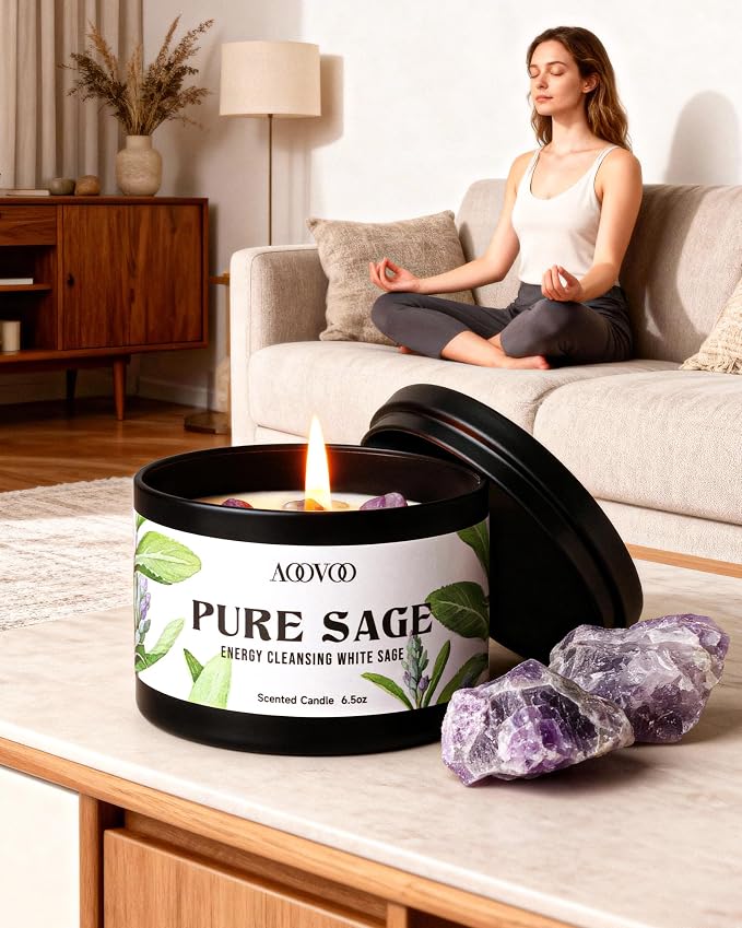 AOOVOO 4 Pack Sage Candles - Image 5
