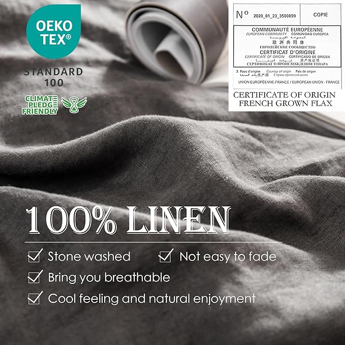 Simple&Opulence 100% Linen Duvet Cover Set 2pcs Basic Style Natural French - Image 2
