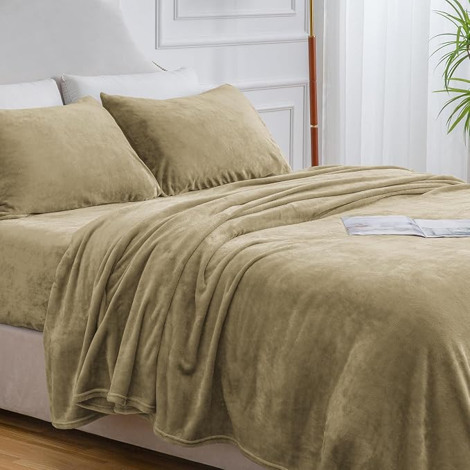 BEDELITE Flannel Sheets Queen Size Camel - Image 9