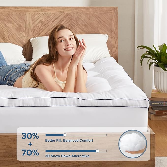 BEDLORE California King Mattress Topper, Thick Pillow Top Pad - Image 2